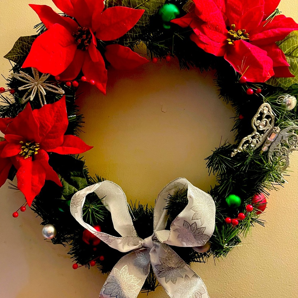 Large handmade holiday wreath 24 inch